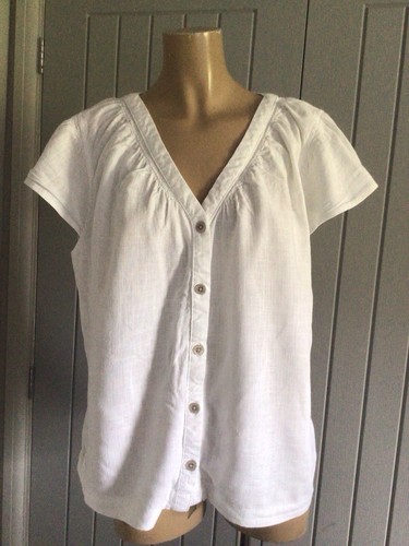 Ladies white linen - blend, shirt