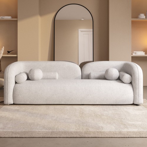 Cream boucle curved - cream,