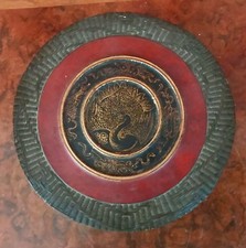 Atq Burmese / Chinese ? black & red lacquer woven detail lidded box with mirror