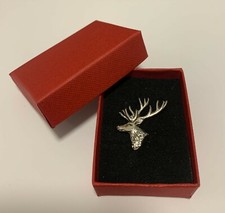 STAG HEAD SILVER PEWTER PIN