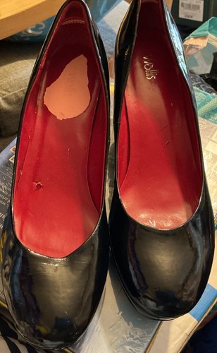 Black patent wedge - black,