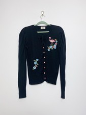 Banned Apparel Cardigan Size S Black 50s Rockabilly Pinup Retro Floral Flamingo