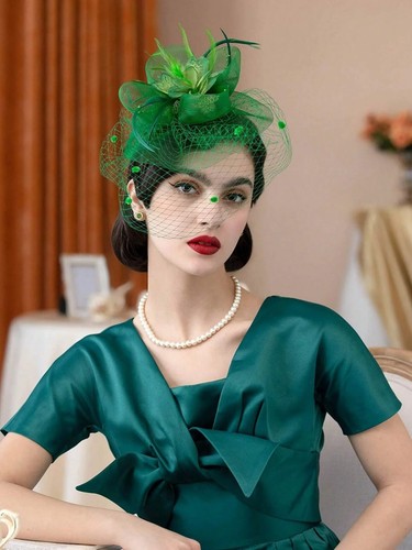 Women fascinator hat with veil - fascinator,