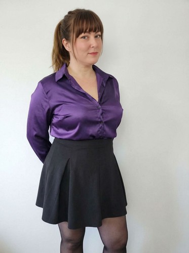 Deep purple satin secretary