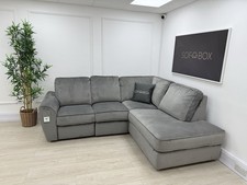 DFS Orka Velvet Power Recliner Corner Sofa In Grey