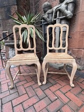 Set of Six Traditional French Golden Oak Rush Seat Dining Chairs c.1950s GC
