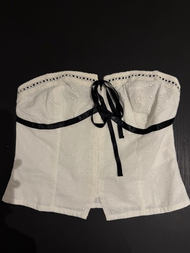 White broderie corset top - white,