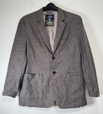 White Stuff Blazer Jacket Mens Medium Grey Linen Cotton Blend Single Breasted