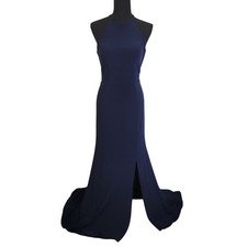 Sherri Hill Navy Blue Sz 4 Maxi Dress Holiday Formal Ball Cocktail Prom Wedding