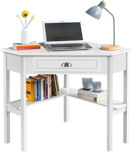 White desk with shelves - white,