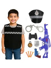 POLICE OFFICER BOYS COSTUME SET POLICE COPPER UNISEX KIDS FANCY DRESS