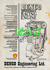 DENCO Speedway Engine Retro Aged Look A4 Size Poster Print