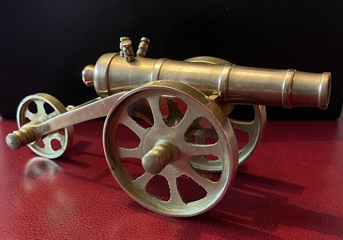 Vintage solid brass - cannon, 8"