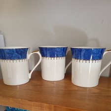 3 X Queen’s Symphony Churchill Blue Fine Bone China Mugs 