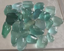 25 Small Turquoise Sea Glass Vintage Bottle Chunks English Seaham