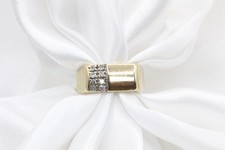 9ct Yellow Gold Diamond Gents Signet Ring Size T 6.3g - 0925072 -L