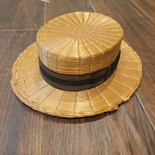 Antique straw boater hat - straw, early