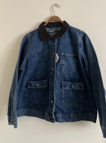 Cord collar denim barn jacket - collar,