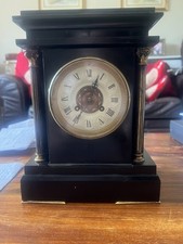 Beautiful Antique 2 Column Slate Chiming Mantle Clock in Full Working Order.