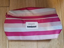 Toni & Guy Makeup Bag Pink Stripe Cosmetic Bag Shrimp