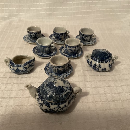 Antique blue white miniature - &,