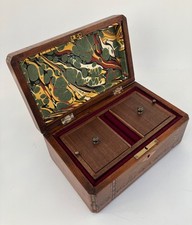 Antique Victorian19th C.Walnut Jewellery Box with inlaid Tunbridge Ware banding 