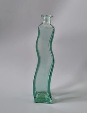 Wavy Glass Bottle Vase - Green