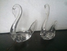 Pair Of Vintage Art Glass Swan