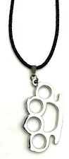 "Brass Knuckles" Collectible Vintage Chrome "Necklace & Pendent" Duster Biker   
