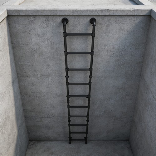 Wall mounted steps ladder - mounted,