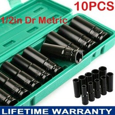 Deep Impact Socket 1/2" Drive Long Reach Thin Wall 10-Metric Sockets 10-24mm Set