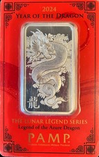 Lunar Year Of The Dragon 2024 Pamp Suisse Silver Bar 1oz. 999