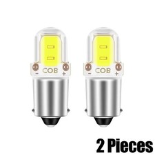 2x White BA9S COB 2 LED Bulb