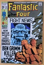 Fantastic Four 92 VG+ (4.5) Thing Appears As A Space Gladiator! Marvel, 11/69