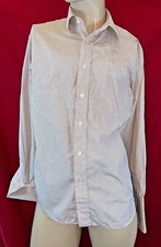 AQUASCUTUM Men's 100% Cotton, White/Red Stripe, Cuff - Link LS Shirt. Size 15.5"