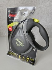 Flexi Giant Neon Dog Lead Retractable Extendable Tape Black 8m 