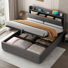 4ft6 Double Bed Frame Grey