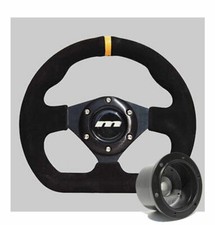 250mm Black Leather Steering Wheel + Boss fits Vauxhall Vectra A 2.0i GT 88-95