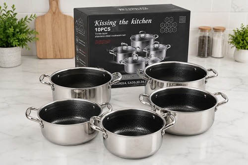 10pic stainless stell cookware - stainless,