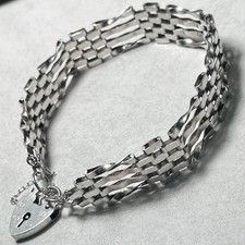 Vintage 925 sterling silver gate link bracelet 15.12g, London hallmark made 1979