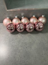  Glass pink Tree Baubles x 9