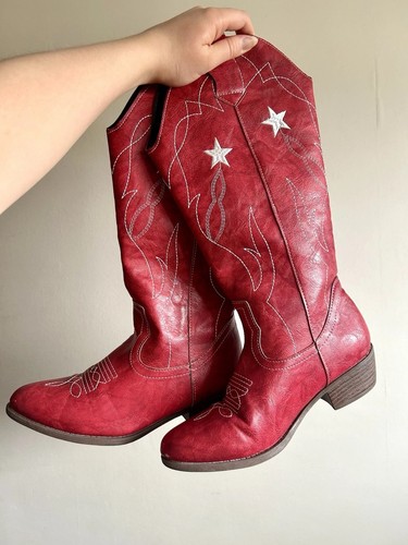 Women red western cowboy - red,