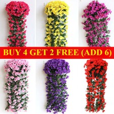 Artificial Fake Hanging Flowers Vine Plant Home Garden Decor Indoor Outdoor UK