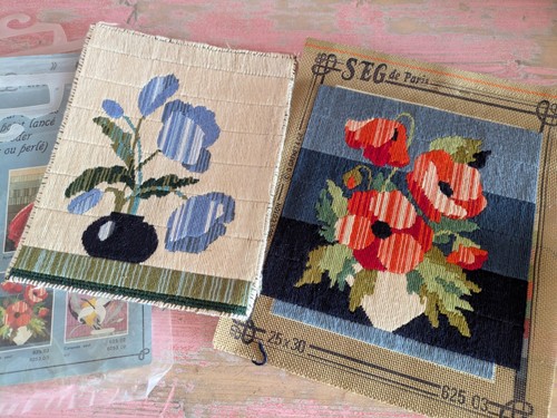 French pair floral flowers - french,