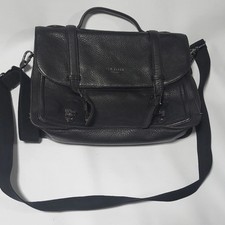 Men’s Ted Baker Black Leather Tablet Laptop Briefcase Bag Satchel Shoulder Strap