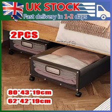 Underbed Storage Box on Wheels Lid Clothes Under Bed Sofa Dustproof Organizer