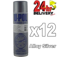 U-Pol Power Can ALLOY WHEEL SILVER Paint 500ml x 12 Car Spray Aerosol