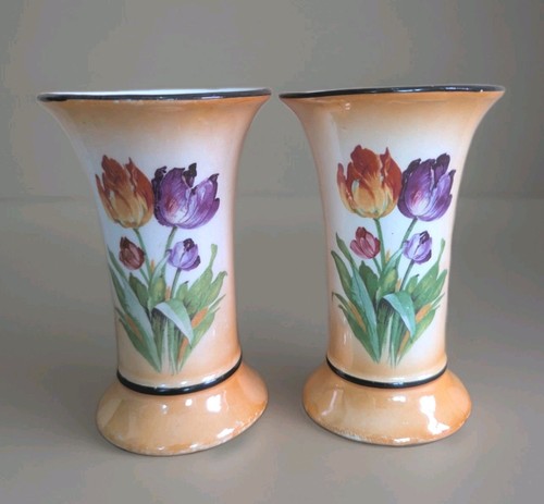 Vintage pair old tulips - of,