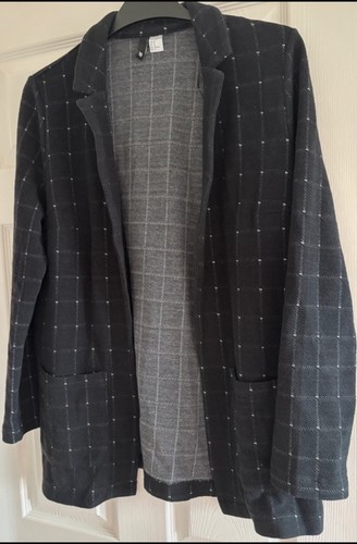 Ladies black check blazer - black,