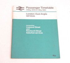 Railway Passenger Timetable BR London-East Anglia Svcs. 14th May 1979